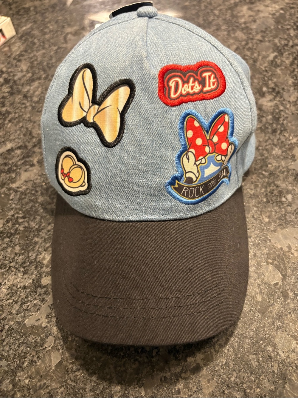 Disney Light Blue and Black Minnie Patch Baseball snap back NWT